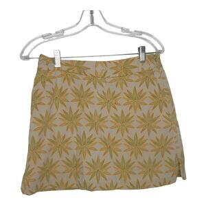 ExOfficio Printed Skort Tan Floral Pockets Hidden Shorts Side Zip Women 8
